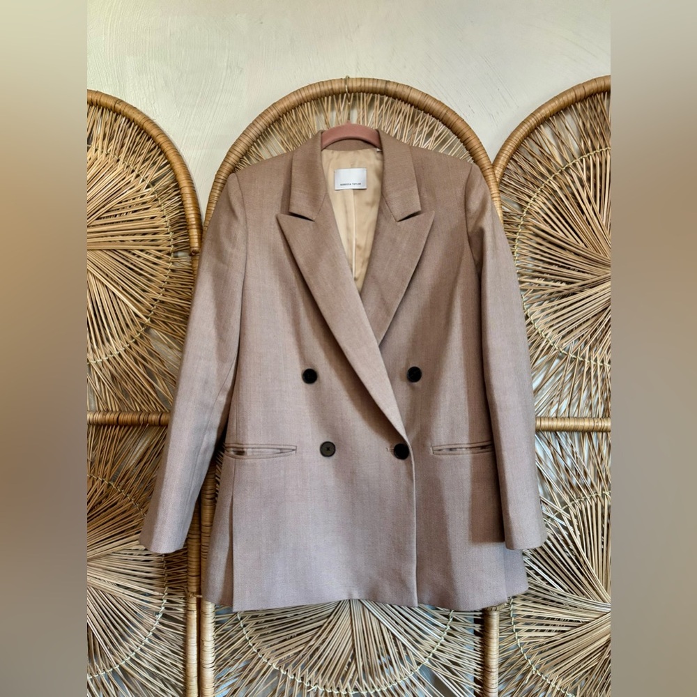 Rebecca Taylor Wool Herringbone Double Breast Blazer - Picture 4 of 8